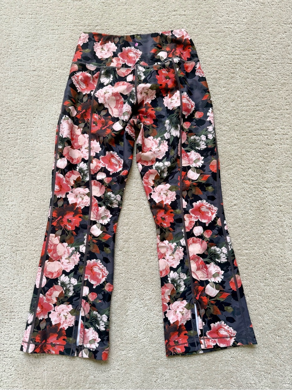 Kira Grace High-Rise Floral Stretch Leggings - Pink & Black